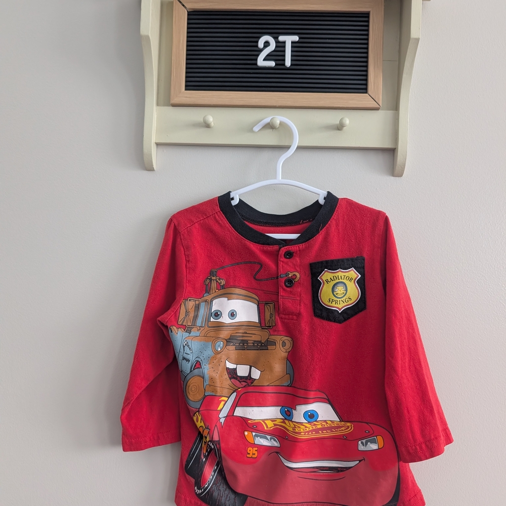 Kids Long Sleeve Red Cars Shirt